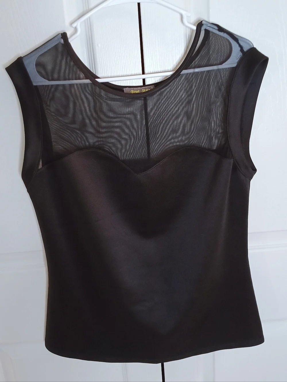 Brat‎ Star Black Sleeveless Mesh Yoke Camisole